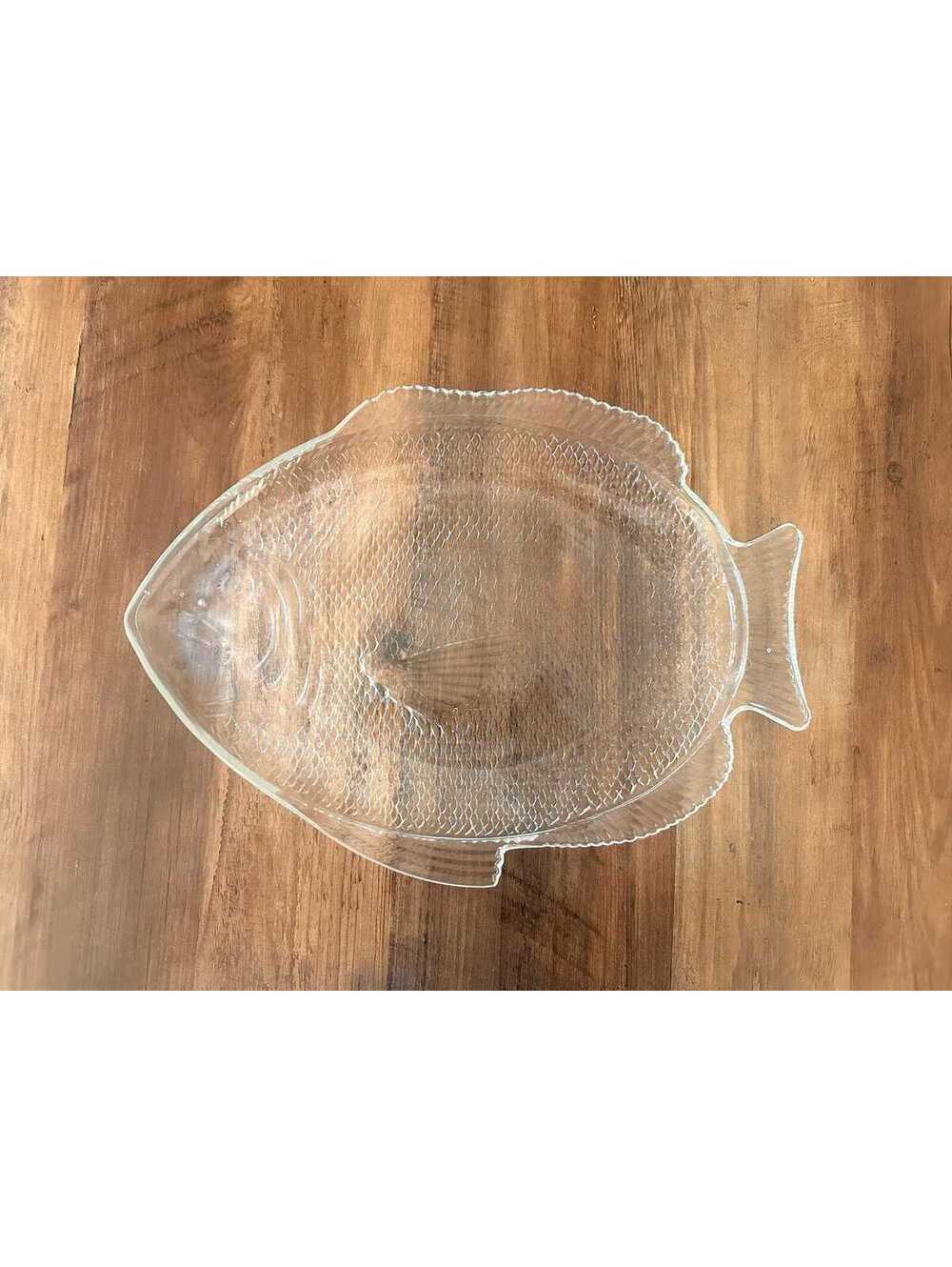 Vintage Large Pressed Glass Fish Platter | Coastal Nautical Serving Tray